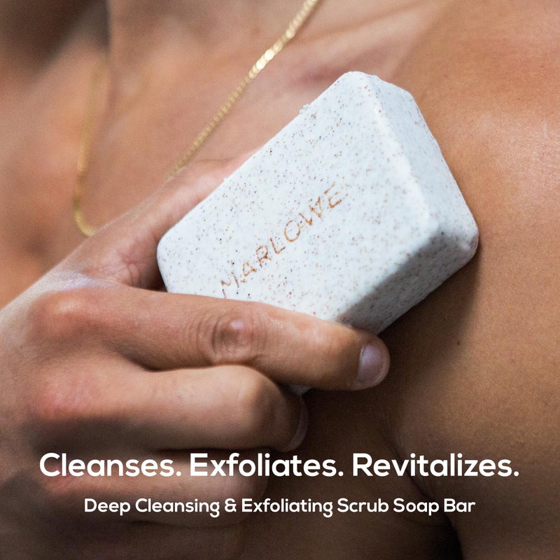 MARLOWE. No. 102 Body Scrub Soap 7 oz (6 Bars) Exfoliating Soap Bar with Shea Butter, Olive Oil & Green Tea, Cleanses & Smooths, Sage & Fir Scent - Image 2